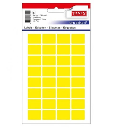 Tanex Etiket Ofc-110 Sarı 10 lu paket - 5 paket ürün görseli 1