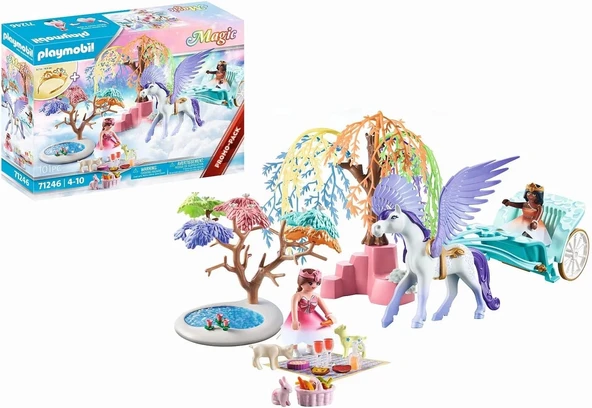 Playmobil Magic 71246 Pegasus Arabası ile Piknik, Büyük Çocuk Taçlı, 4 Yaşından Büyük Çocuklar İçin Oyuncak ürün görseli 1