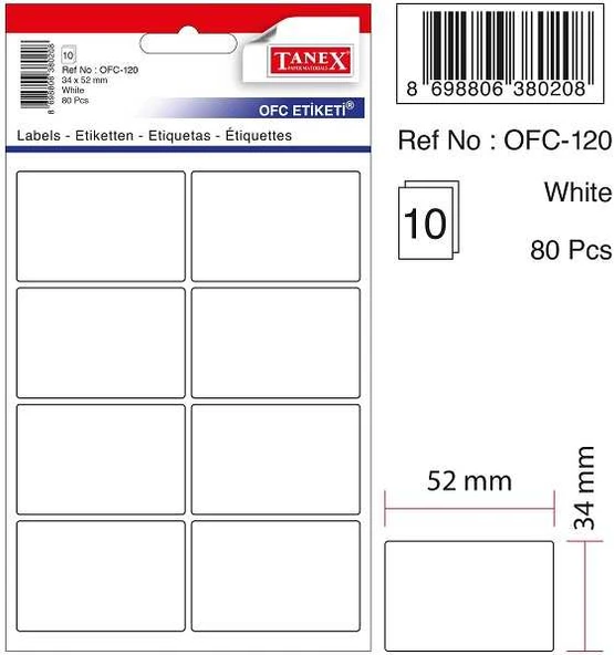 Tanex Etiket Ofc-120 10Lu - 2 paket ürün görseli 1