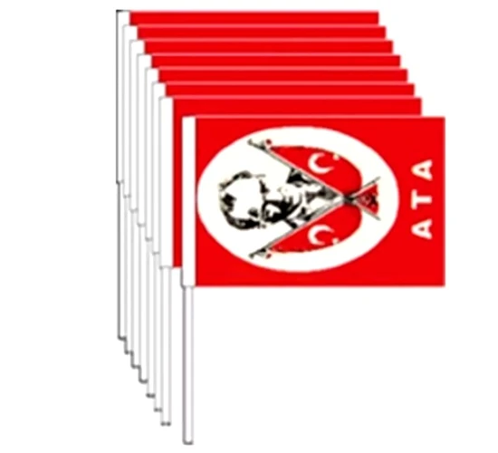 Plastik Sopalı Bayrak Büyük 22x32cm Karton 40Lı Atalı Bayrak ürün görseli 1