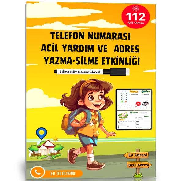 Telefon Numarası Acil Yardım ve Adres Yazma-Silme Etkinliği (Laminasyonlu) ürün görseli 1