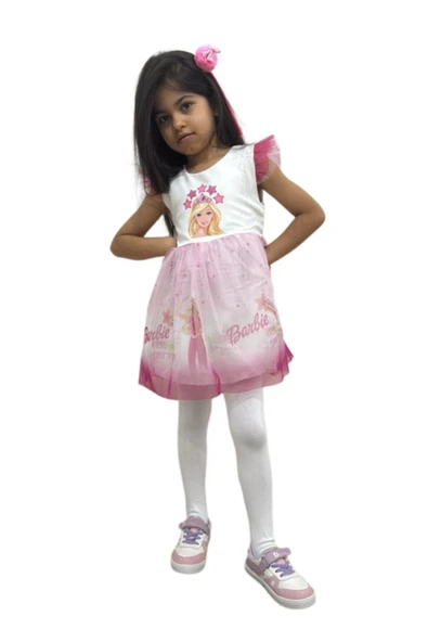 Barbie Baskılı  Kız Elbise 2/5  yaş - Resim 5