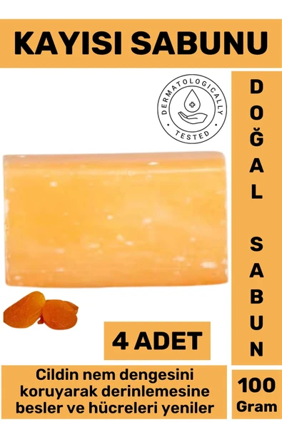 Doğal Güzel Kokulu Cilt Besleyici Yenileyici Saç Dökülmesine Karşı Organik Kayısı Sabunu 4 Adet ürün görseli 1
