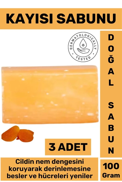 Doğal Güzel Kokulu Cilt Besleyici Yenileyici Saç Dökülmesine Karşı Organik Kayısı Sabunu 3 Adet ürün görseli 1