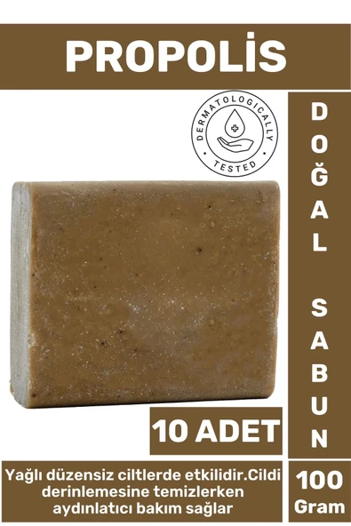 Özel Üretim Doğal Cilt Temizleyici Parlatıcı Nem Dengeleyen Yaşlanma Karşıtı Propolis Sabunu 10 Adet ürün görseli 1