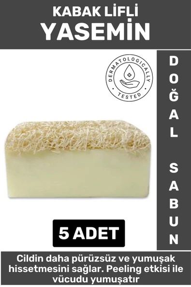 Özel Üretim Masaj Etkili Nemlendirici Kuruluk Giderici Doğal Kabak Lifli Yasemin Sabunu 5 Adet ürün görseli 1
