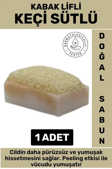 Özel Üretim Masaj Etkili Nemlendirici Kuruluk Giderici Doğal Kabak Lifli Keçi Sütlü Sabun 1 Adet ürün görseli 1