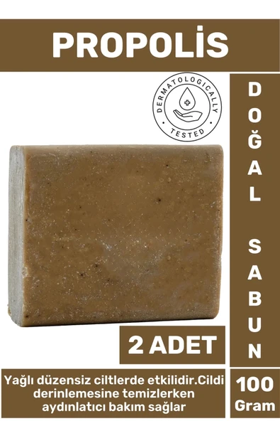 Özel Üretim Doğal Cilt Temizleyici Parlatıcı Nem Dengeleyici Yaşlanma Karşıtı Propolis Sabunu 2 Adet ürün görseli 1