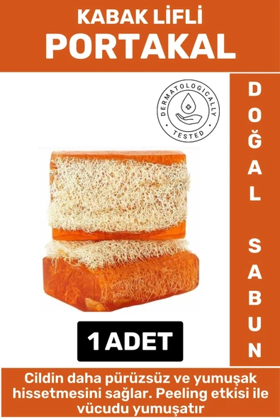 Özel Üretim Masaj Etkili Nemlendirici Kuruluk Giderici Doğal Kabak Lifli Portakal Sabunu 1 Adet ürün görseli 1