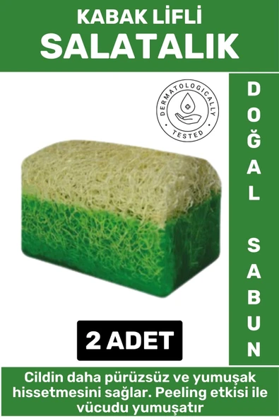 Özel Üretim Masaj Etkili Nemlendirici Kuruluk Giderici Doğal Kabak Lifli Salatalık Sabunu 2 Adet ürün görseli 1