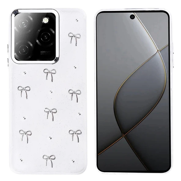 Tecno Spark 20 Pro 5G Uyumlu Kılıf Darbe Koruma Airbag Tasarımlı Simli Şeffaf Kutup Kapak ürün görseli 1