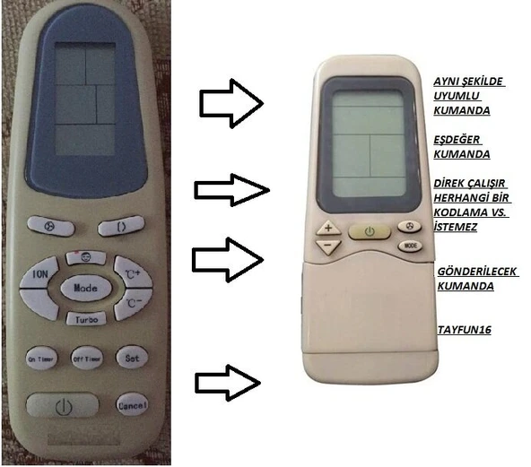 VESTEL Klima Kumandası-Eşdeğer ürün görseli 1