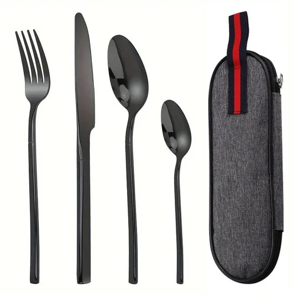 Valkyrie Çantalı Yolculuk Çatal Kaşık Bıçak Seti Kişiye Özel 1. Sınıf Paslanmaz Çelik Ofis Okul Kamp Restaurant C3404 ürün görseli 1