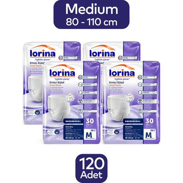Lorina Yetişkin Emici Külot Medium 30'Lu 4 Paket 120 Adet ürün görseli 1
