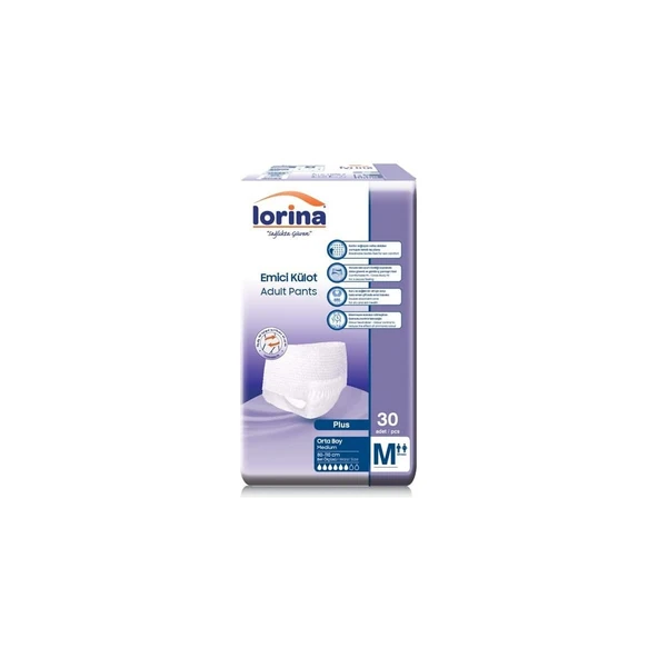 Lorina Yetişkin Emici Külot Medium 30'Lu 3 Paket 90 Adet ürün görseli 1