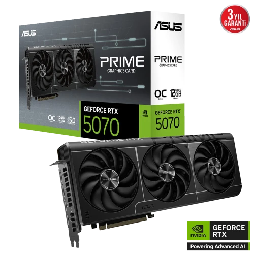 ASUS 12 GB ASUS PRIME-RTX5070-O12G RTX 5070 GDDR7 192bit OC 2xHDMI 3xDP DLSS4 EKRAN K ürün görseli 1