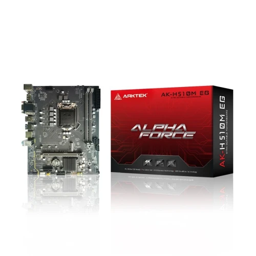 ARKTEK ALPHA FORCE, AK-H510M EG VS, 2xDDR4, M.2, 2x HDMI, DP, 10-11.Nesil, LGA1200 Soket, Anakart ürün görseli 1