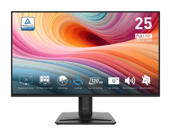 MSI 24.5 PRO MP251 E2 1920x1080 FHD 16:9 FLAT IPS 120HZ 1MS ADAPTIVE-SYNC SIYAH MONITOR ürün görseli 1