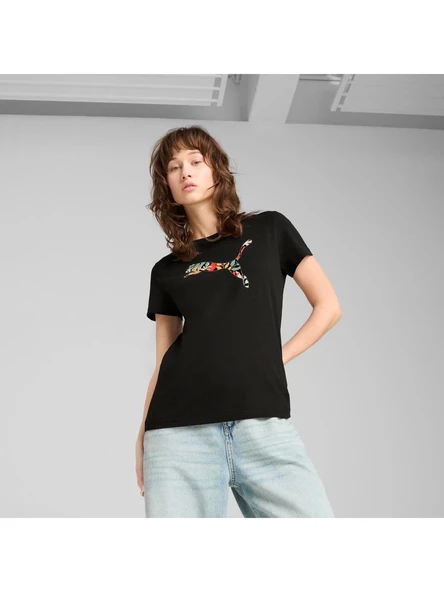Puma Graphics Floral Cat Logo Tee Kadın Spor Tişört 68508101 ürün görseli 1
