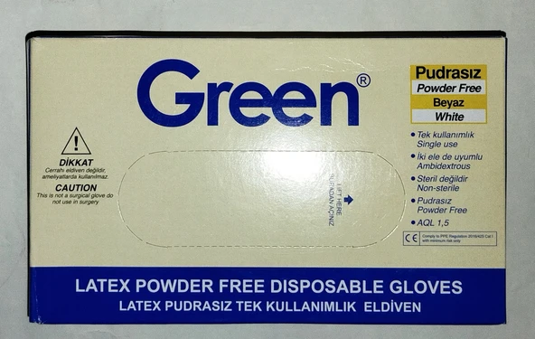 Green Latex Pudrasız Eldiven M ürün görseli 1