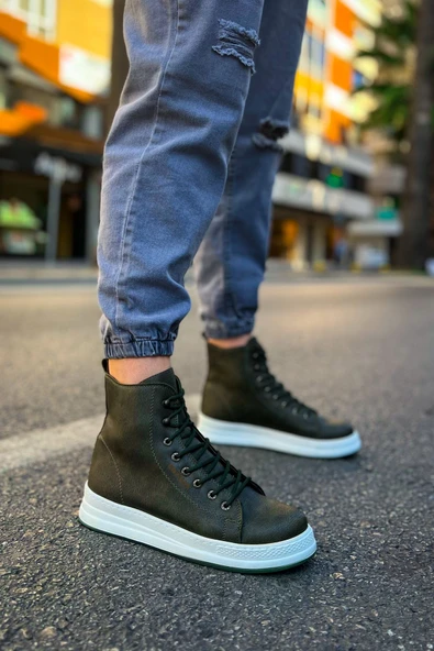 Bağcıklı Erkek Sneaker Bot Haki - Resim 2