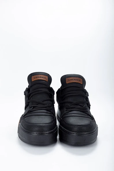 Bağcıklı Erkek Sneaker Bot Siyah Siyah - Resim 5