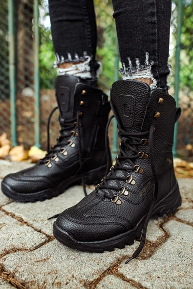 Fermuarlı Bağcık Detaylı Erkek Sneaker Bot Siyah ürün görseli 1
