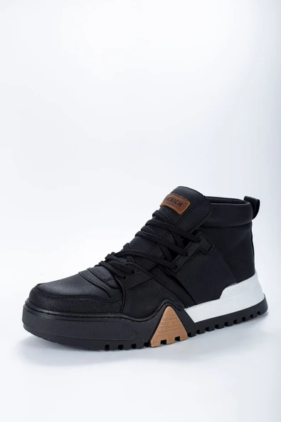 Bağcıklı Erkek Sneaker Bot Siyah Siyah - Resim 4