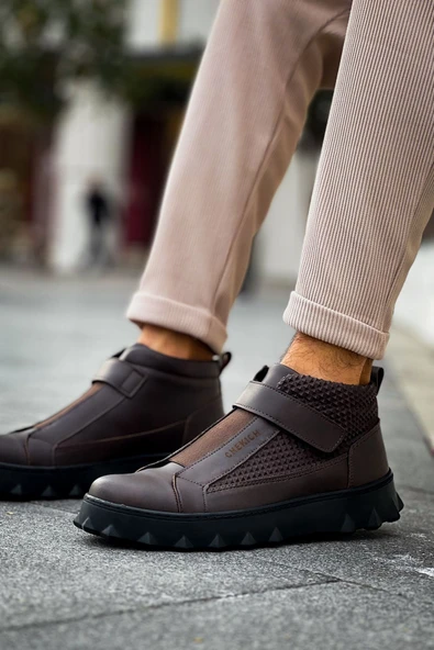 Cırtlı Erkek Sneaker Bot Kahve - Resim 4