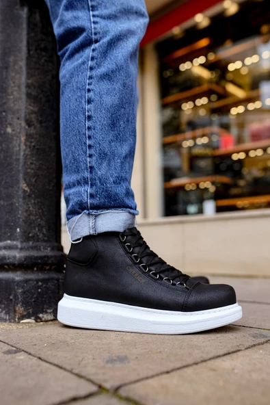 Bağcıklı Erkek Sneaker Bot Siyah ürün görseli 1