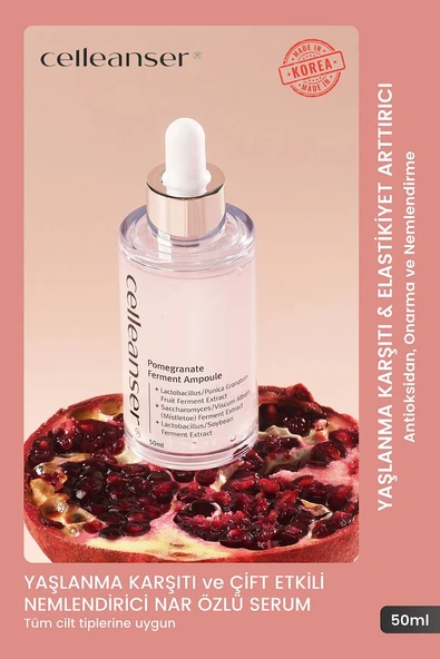 Yaşlanma Karşıtı, Çift Etkili Nemlendirici ve Onarıcı Nar Özlü Serum ürün görseli 1