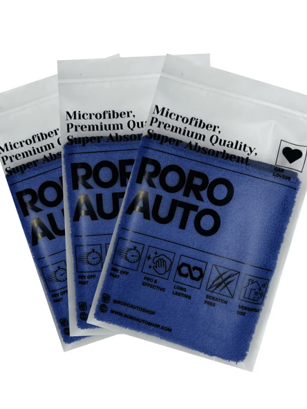 Roro Auto Fuji 3'lü Mikrofiber Araç Kurulama ve Oto Temizlik Bezi  40x40 440 GSM Mavi ürün görseli 1