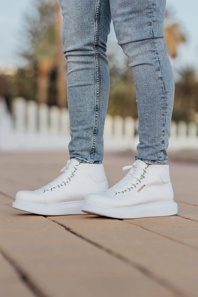 Bağcıklı Erkek Sneaker Bot Beyaz - Resim 4