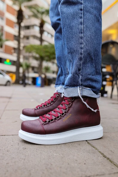 Bağcıklı Erkek Sneaker Bot Bordo - Resim 3