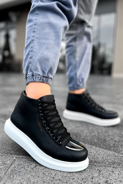 Bağcıklı Erkek Sneaker Bot Siyah ürün görseli 1