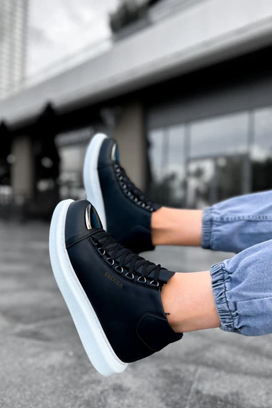 Bağcıklı Erkek Sneaker Bot Siyah - Resim 4