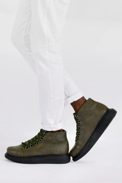 Bağcıklı Erkek Sneaker Bot Haki - Resim 4