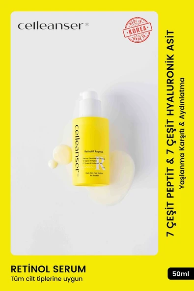 7 Çeşit Peptit & 7 Çeşit Hyaluronik Asit İçeren Yaşlanma Karşıtı ve Aydınlatıcı Retinol Serum ürün görseli 1