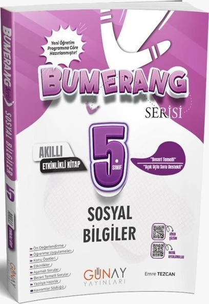 5. Sınıf Sosyal Bilgiler Bumerang Etkinlikli Akıllı Defter Kitap Günay Yayınları ürün görseli 1