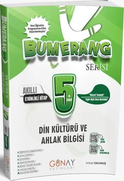 5. Sınıf Din Kültürü ve Ahlak Bilgisi Bumerang Etkinlikli Akıllı Defter Kitap Günay Yayınları ürün görseli 1