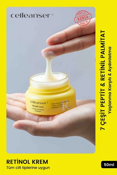 7 Çeşit Peptit & Retinil Palmitat İçeren Yaşlanma Karşıtı ve Aydınlatıcı Retinol Krem ürün görseli 1