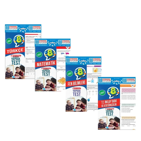 Evrensel İletişim 8.Sınıf Yaprak Test Seti 4 Kitap ürün görseli 1