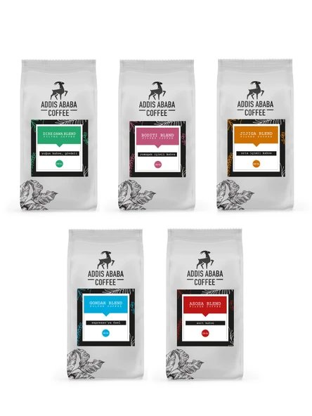 Addis Ababa Coffee 5x100 gr Orijinal Etiyopya Kahveleri ürün görseli 1