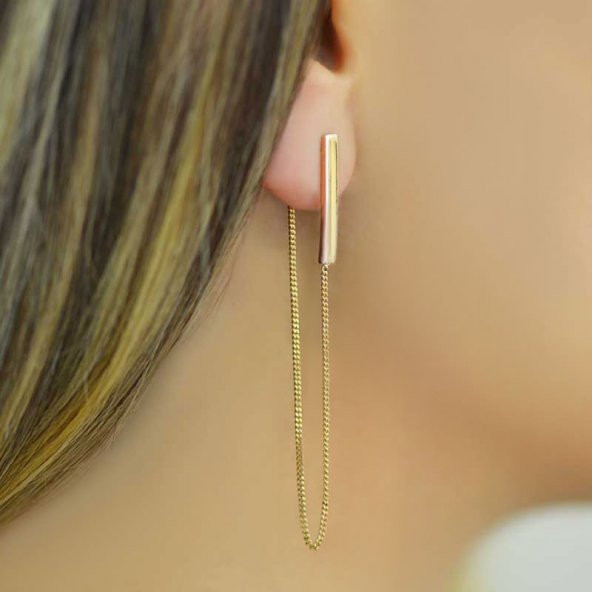 14k Sade Altın Sallantılı Küpe ürün görseli 1