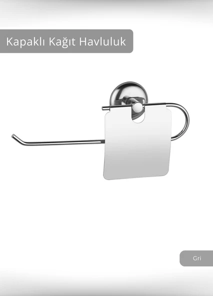 Kapaklı Kağıt Havluluk Paslanmaz Peçetelik Çelik Banyo Havluluk Düzenleyici Krom ürün görseli 1