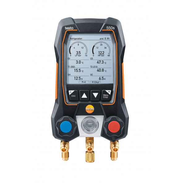 TESTO 550S AKILLI SET - KABLOSUZ KELEPÇE SICAKLIK PROBLARINA SAHİP AKILLI DİJİTAL MANİFOLD ürün görseli 1