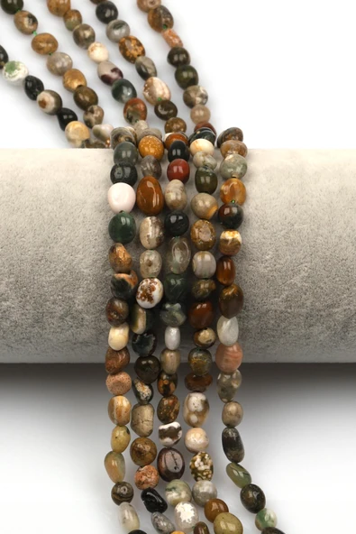 Ocean Jasper Doğal Taş Dizi 5 x 8 mm Mercimek Kesim ürün görseli 1