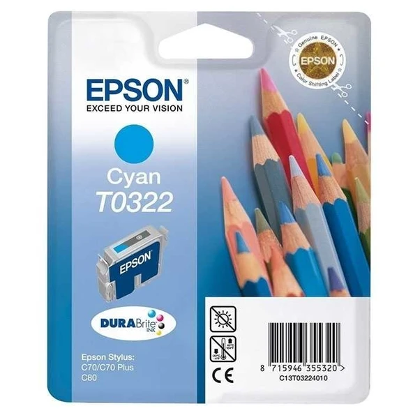 Tonersepeti Epson T0322-C13T03224020  Mavi Kartuş ürün görseli 1