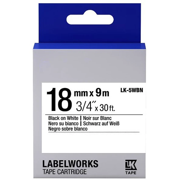 Tonersepeti Epson LK-5WBN Muadil Standart Etiket Kartuşu Siyah / Beyaz 18 mm C53S655006 ürün görseli 1