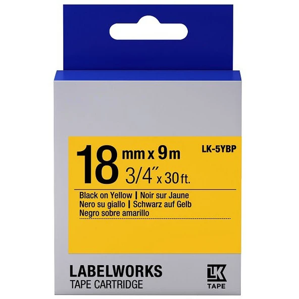 Tonersepeti Epson LK-5YBP Muadil Pastel Etiket Kartuşu Siyah Sarı 18 mm C53S655003 ürün görseli 1